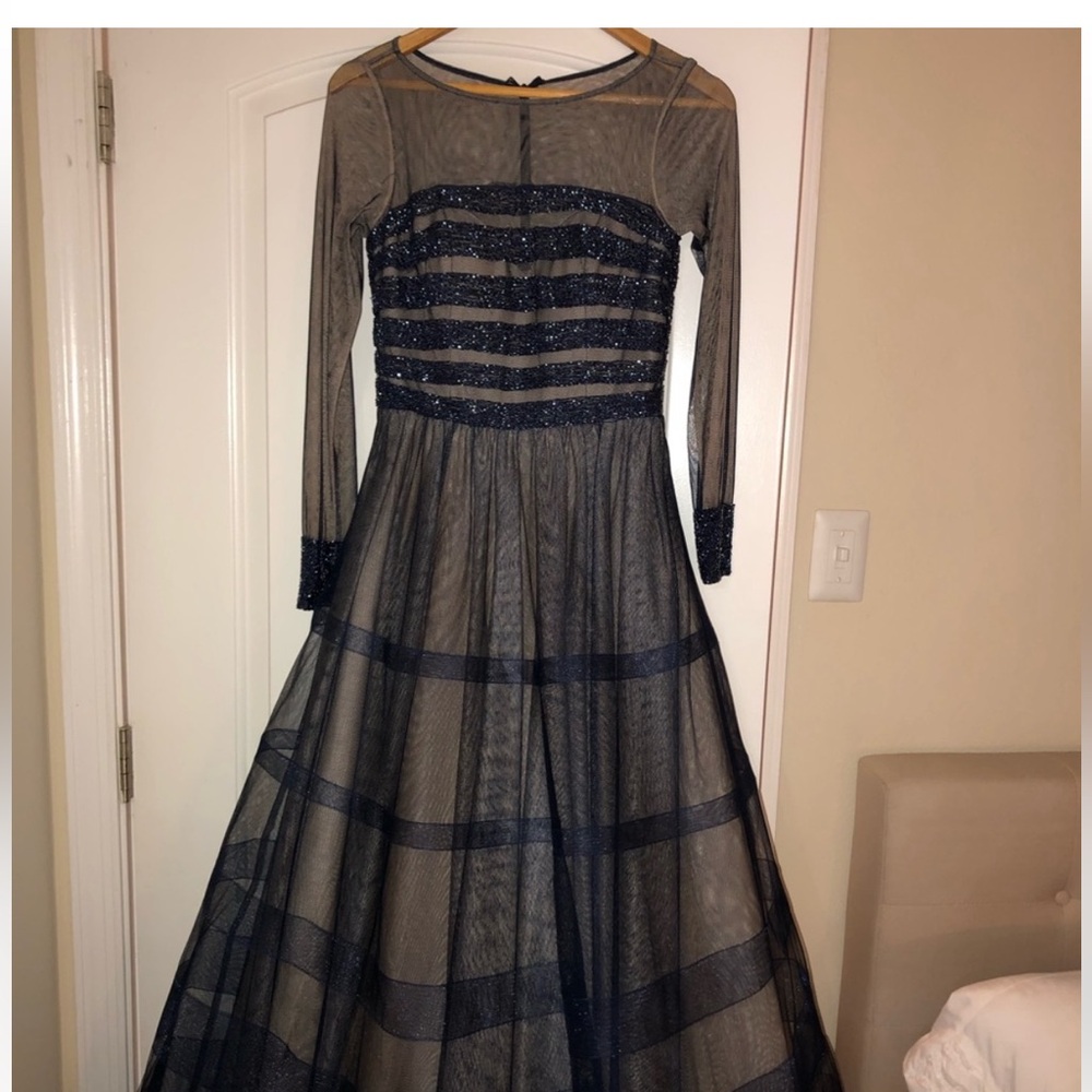 Basix Black Label Navy Beaded Gown - size 0
